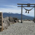 Blick durch den Torii des Gipfelschreins auf den Fuji-san
