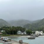 Blick auf den Hauptort von Hahajima, Ogasawara-Inseln