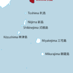 Lage der Insel Oshima und der Izu-Inseln
