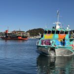 Die Tragflügelboote rasen mit 80 km/h zur Insel Izu Oshima