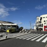 Die Gegend rund um den Hafen von Motomachi auf Izu-Oshima